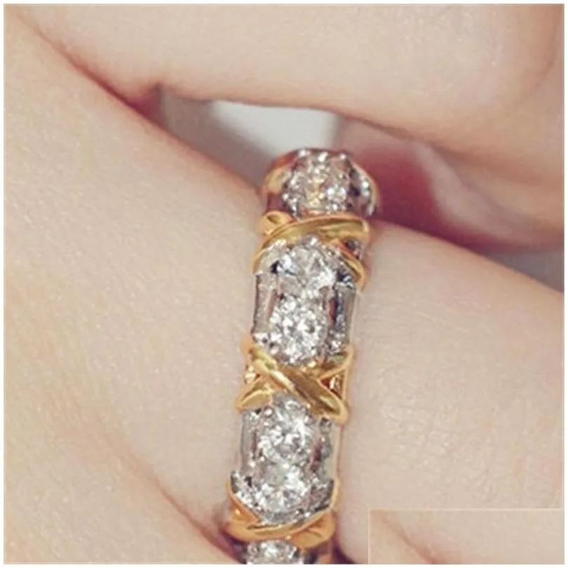 Band Rings High Quality Rings Jewelry Gold Plated Zircon Fashion Women Ring Engagement White Diamond 1009 Q2 Drop Delivery Jewelry Ri Dh79P