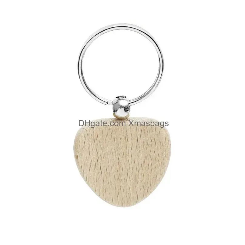 promotional handicrafts party favor souvenir plain diy blank beech wood pendant key chain keychain with key ring