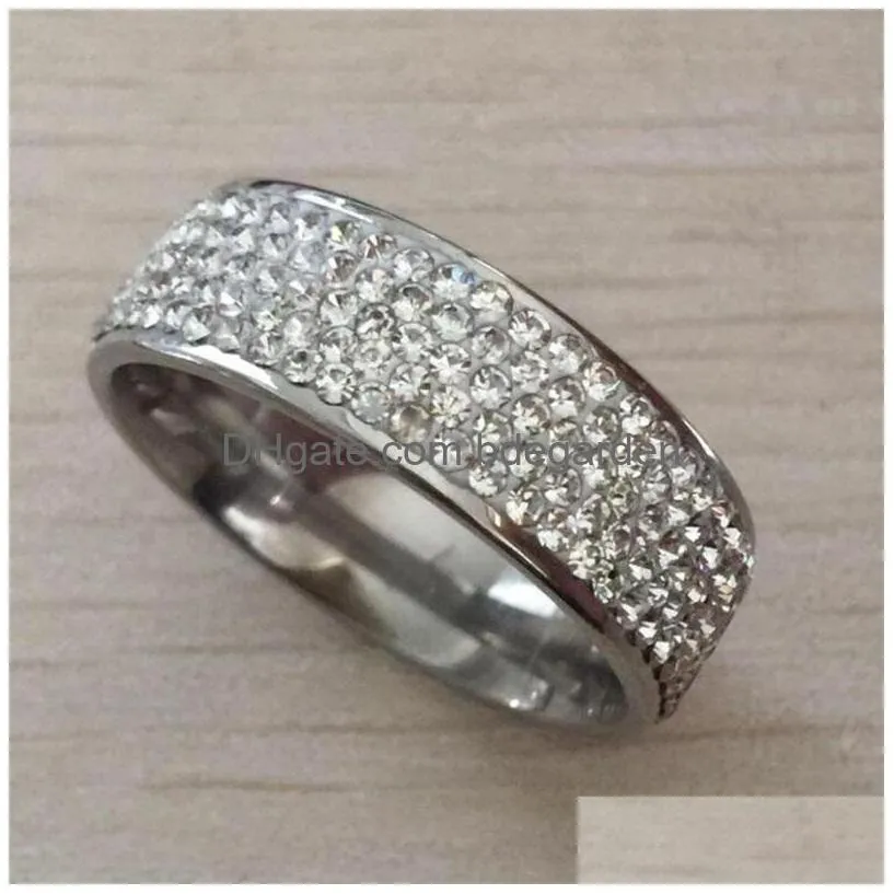 Band Rings Top Quality 925 Sier Austria Cubic Diamond Crystal Wedding Ring For Women Stainless Steel Zirconengagement Rings Anillos A Dhnxf