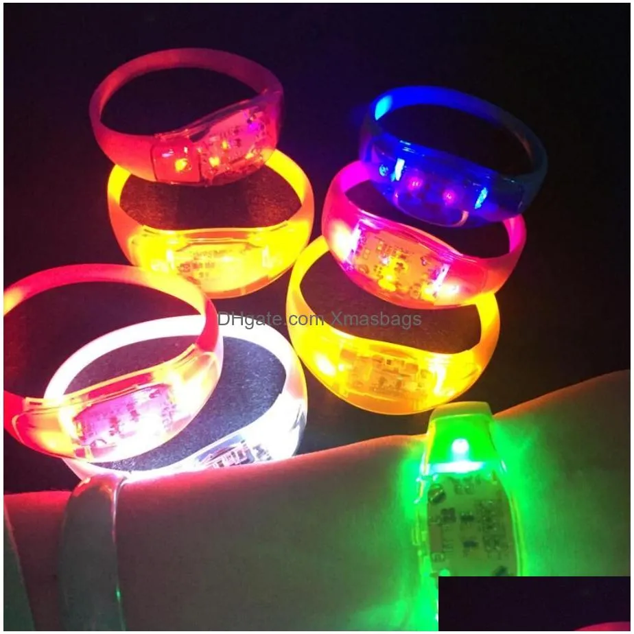 party favors silicone sound controlled led light bracelet activated glow flash bangle wristband gift wedding halloween christmas 0418