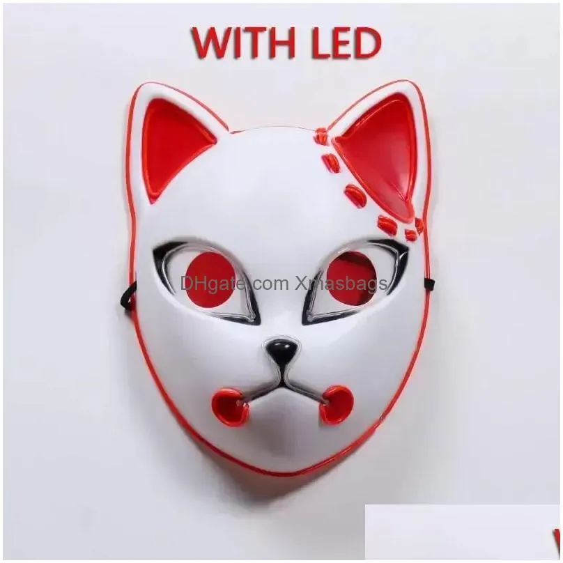 party masks demon slayer tanjirou mask sabito mascarilla anime makomo cosplay masques halloween costume mascaras led 0627