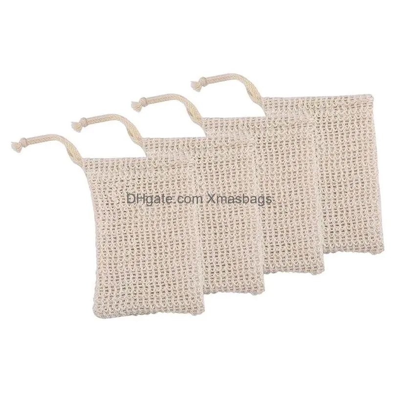 natural ramie foaming net hangable cotton and linen soap saving bags used for exfoliating showering massage foaming 719