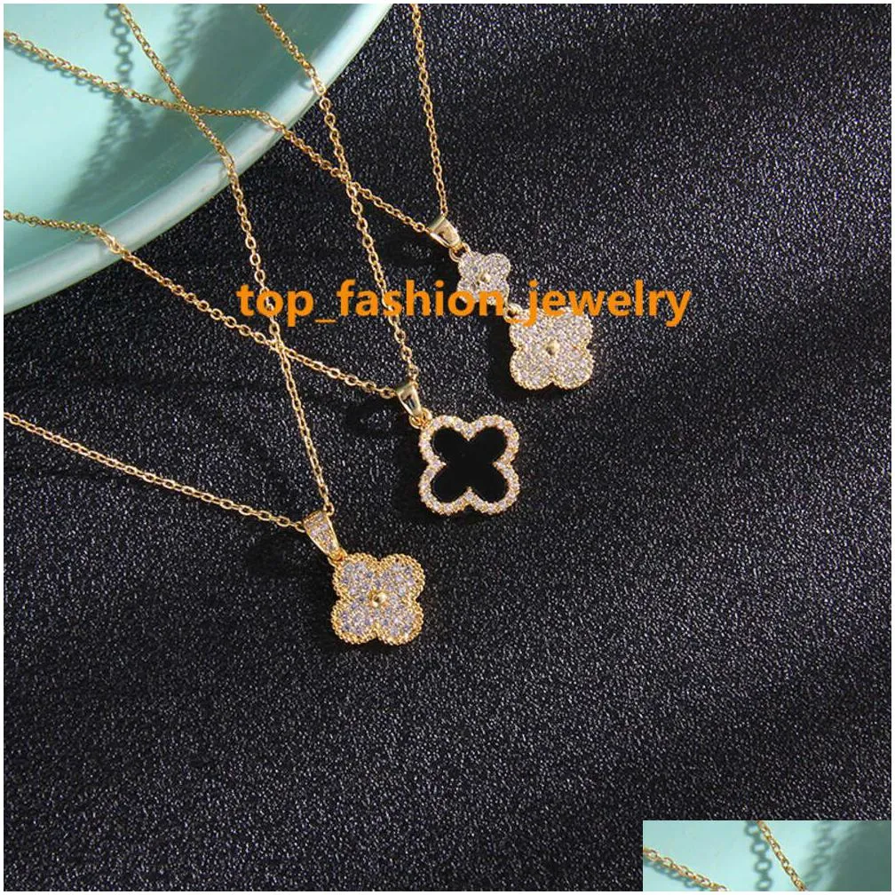 pendant necklaces four-leafed clover luxury necklace designers jewelry diamonds necklace women titanium steel gold-plated never fade