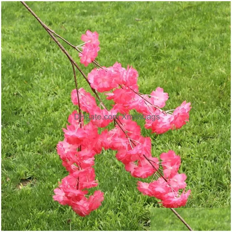 artificial cherry blossom flowers long stem simulation sakura branches flower for home wedding party decoration dhs ship