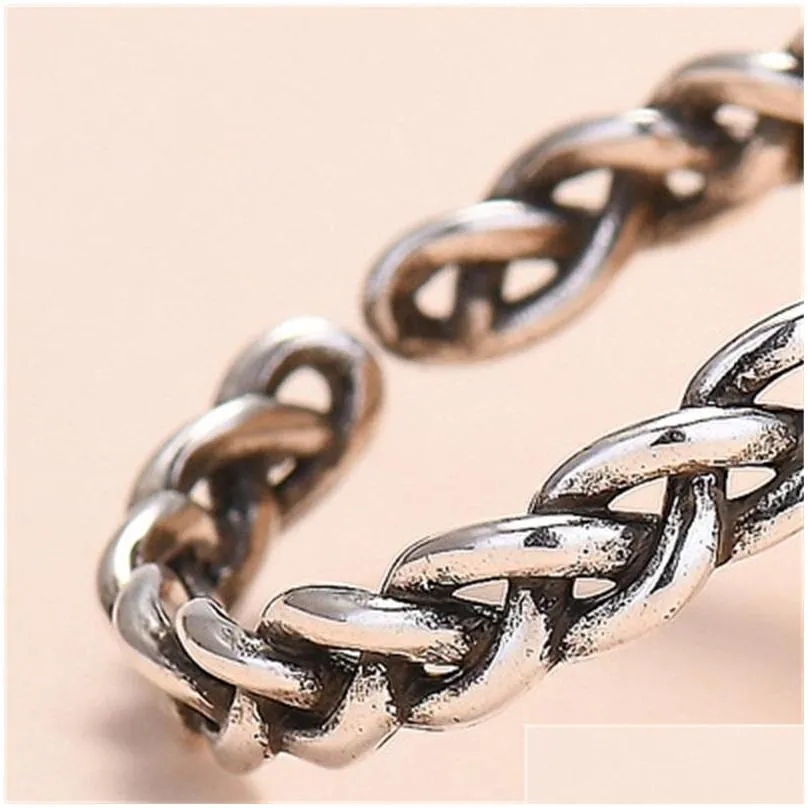 Band Rings Bamoer Real 925 Sterling Sier Pink Braided Texture Ring For Fashion Women Cute Fine Jewelry Wedding Accessories Gift Bsr16 Dhani
