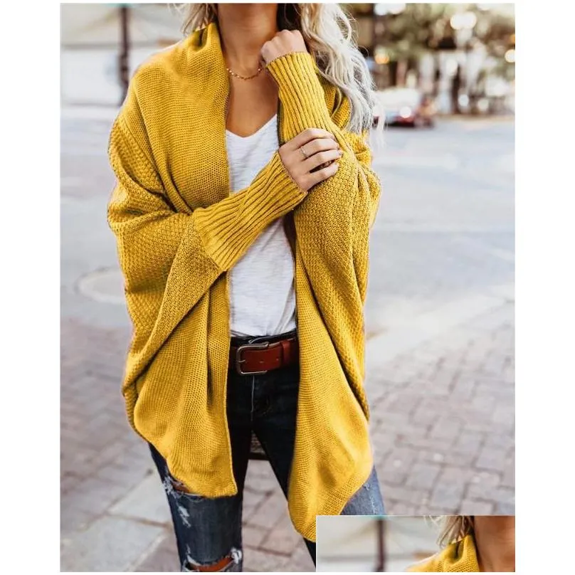 Women`S Knits & Tees Womens Knits Tees Wepbel Wrap Cardigan Sweater Kimono Batwing Knitted Slouchy Oversized Drop Delivery Apparel Wom Dhcbh