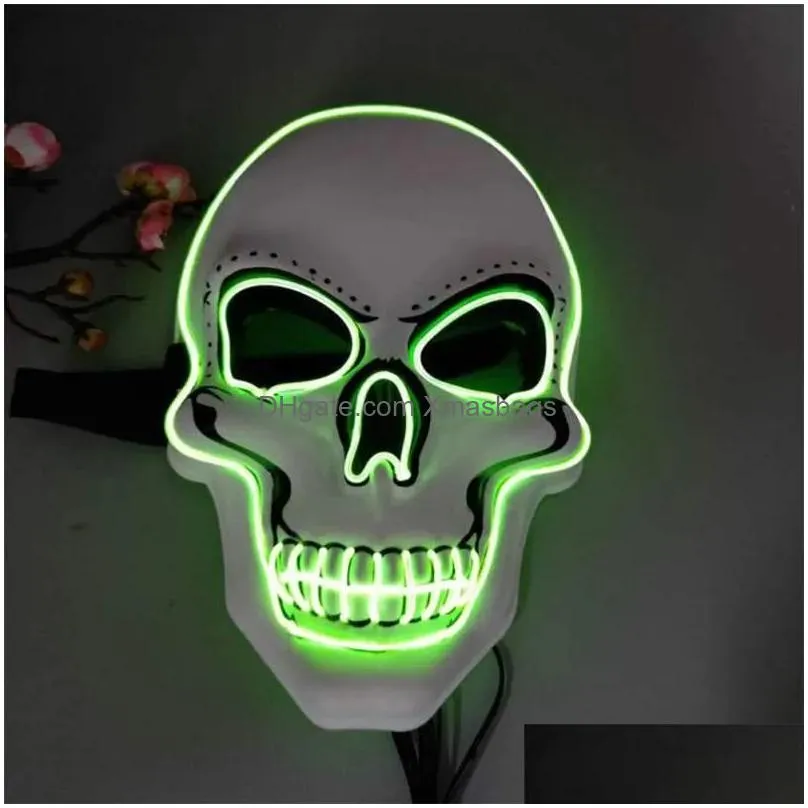 skull glowing mask costume led party mask for horror theme cosplay el wire halloween masks halloween party supplies 0825