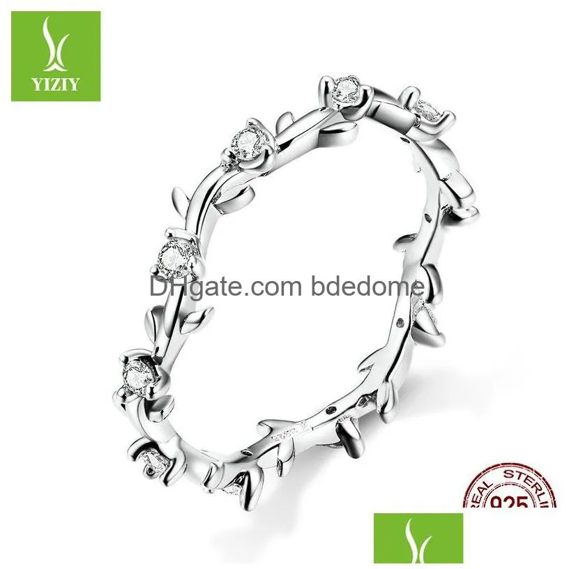 Cluster Rings Bamoer Stackable Finger Rings For Women 925 Sterling Sier Flower Branch Vine Ring Cz Statement Jewelry Female Bague Scr Dhovq