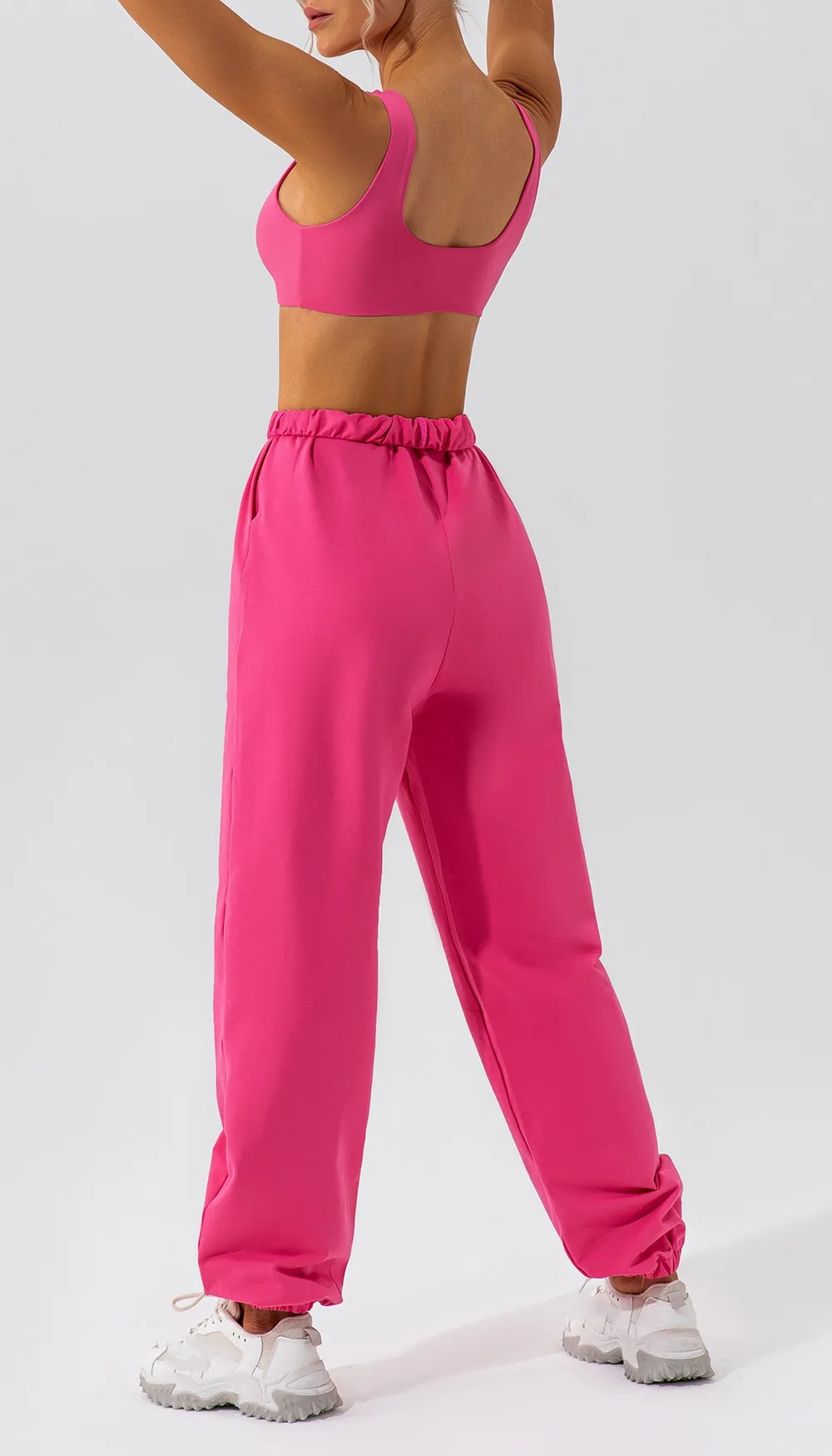 AL-0055 Yoga Suit Hot Pink Sets Women Gym Fitness Bras With Leggings And Belted Sweatpants Female Wear Running Clothing Tracksuit Sportswear