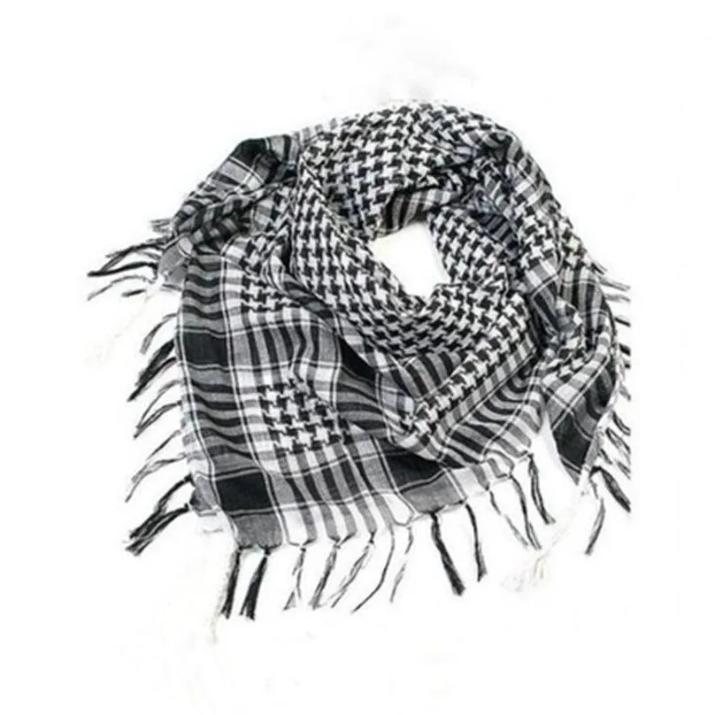 Scarves Tassel Decor Kerchief Plaid Pattern Winter Lady Mens Keffiyeh Scarf Mti Function Lightweight Outdoor Sports Headscarf Fashion Dhi3D