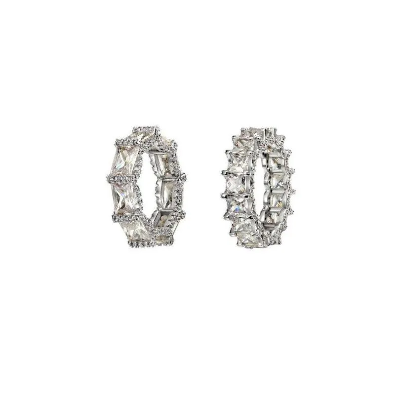 Wedding Rings Ins Top Sell Esgin Weddding Rings Luxury Jewelry 925 Sterling Sier Princess Cut White Topaz Cz Diamond Women Engagement Dhdv7