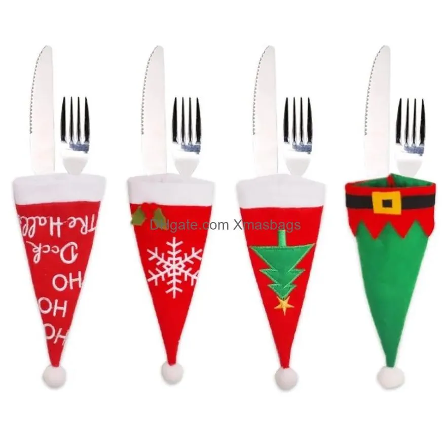  year 2023christmas gift tableware fork knife holder bag navidad 2023 noel christmas decorations for home dinner table decor fy3970
