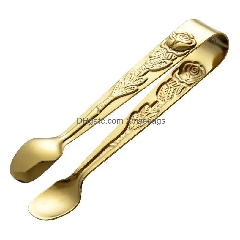 rose engraved mini tong sugar tong ice clip kitchen bar tool 0530