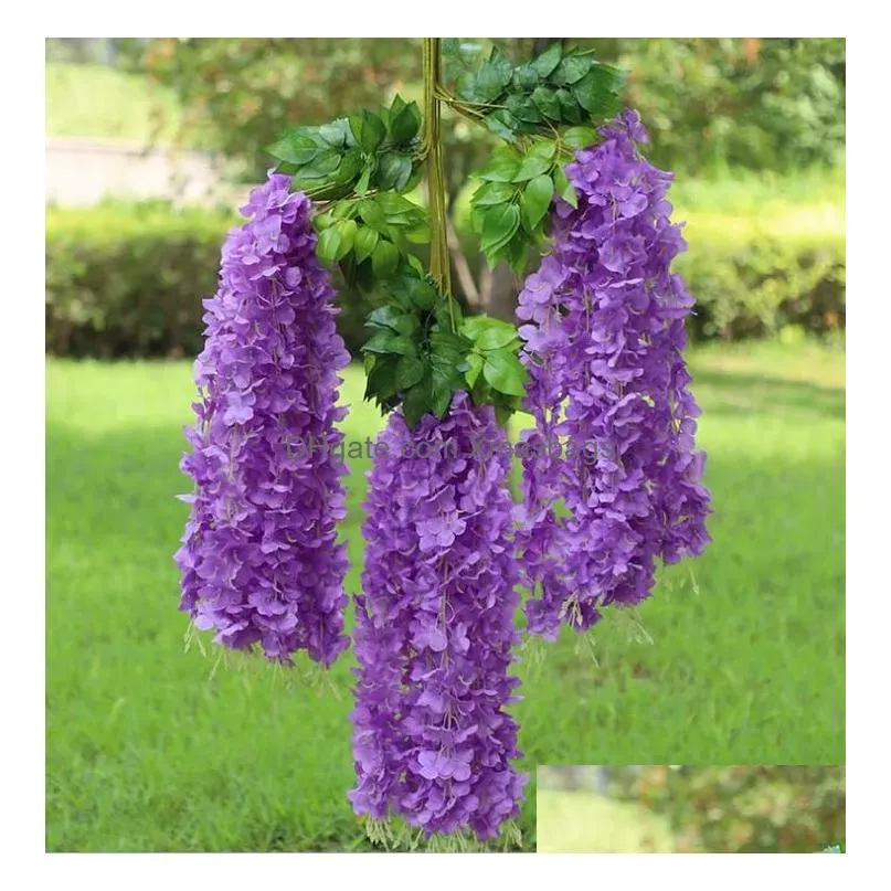 12pcs/lot wisteria wine artificial flowers wisteria vine rattan for wedding centerpieces decorations home garland