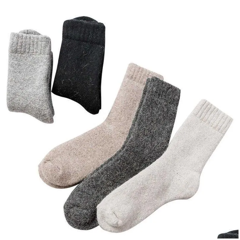 Men`S Socks Mens Socks Super Thicker Solid Merino Wool Rabbit Snow Winter Warm Funny Happy Male Men Calceta Hombre Skarpety Meskie T2 Dhmct