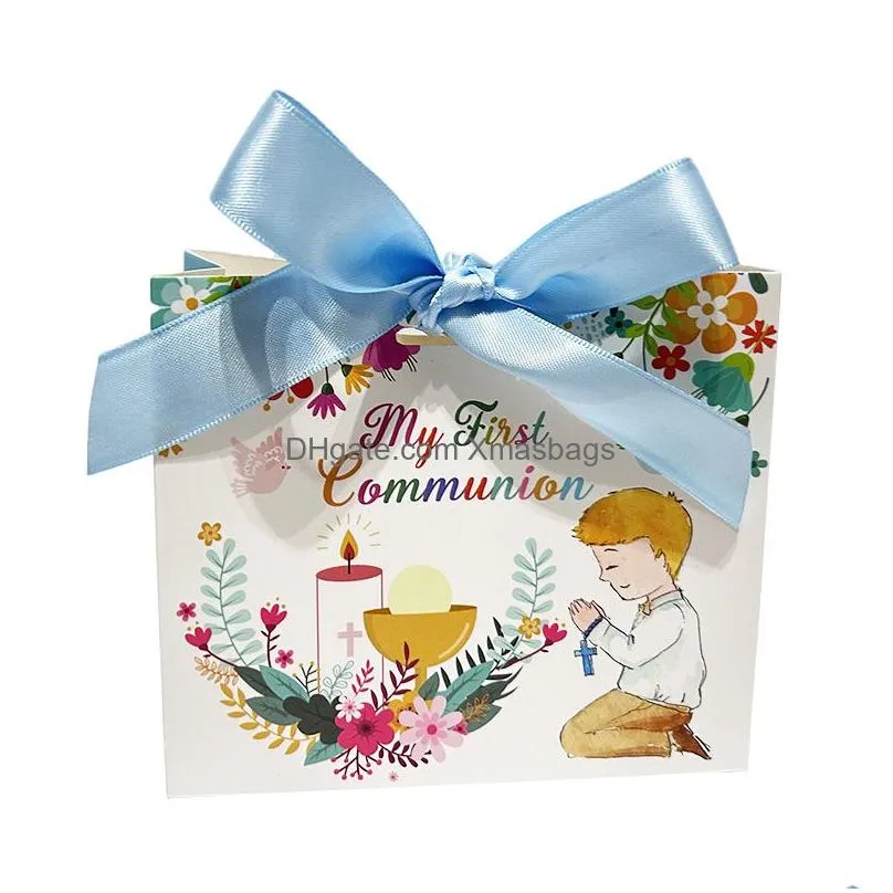 wholesale packaging bags 2550pcs first holy communion packaging gift bags cookie candy box party wedding favors for guests baby shower baptism decor