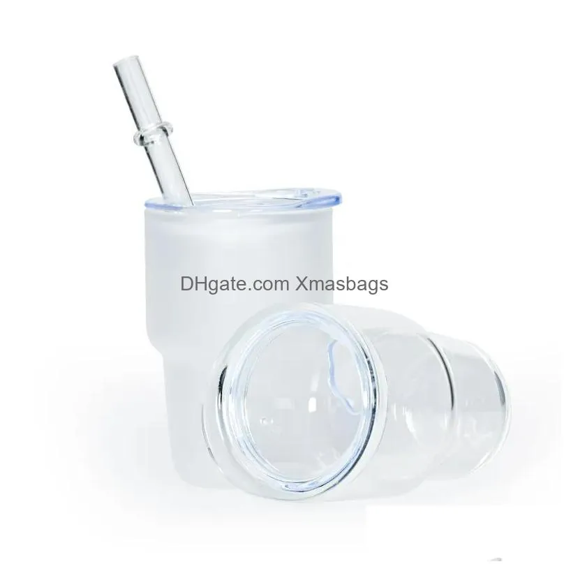 3oz sublimation frosted clear s glass wine tumblers water bottle with lid and straw drinking glasses