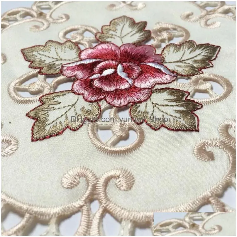table mats 4pcs round embroidered flower dining placemat home party wedding cover decoration