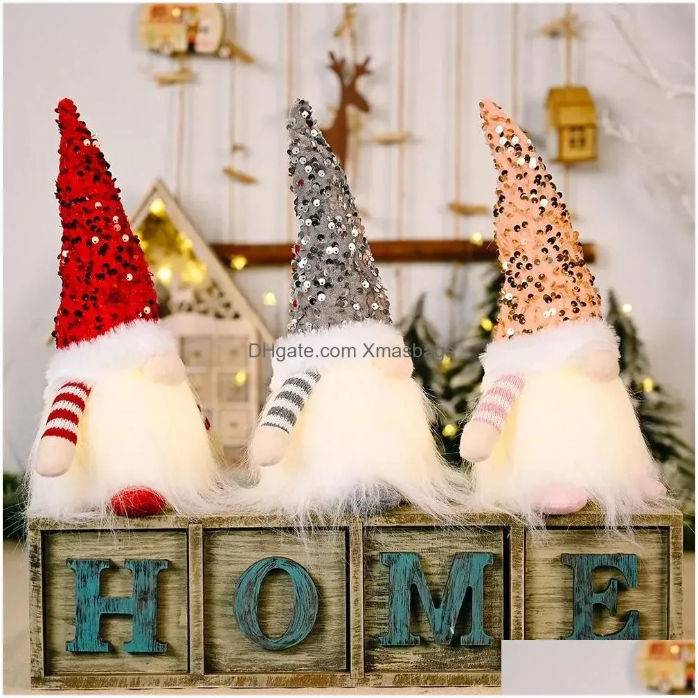 christmas gnome plush glowing toys home xmas decorations year bling toy christmas ornaments kids gifts 10