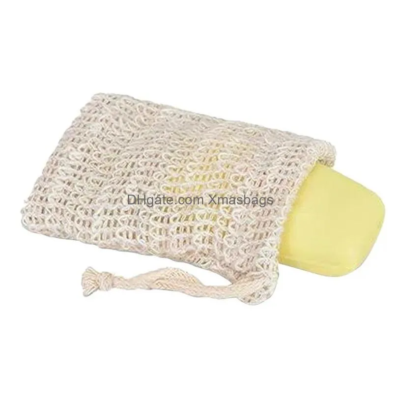 natural ramie foaming net hangable cotton and linen soap saving bags used for exfoliating showering massage foaming 719