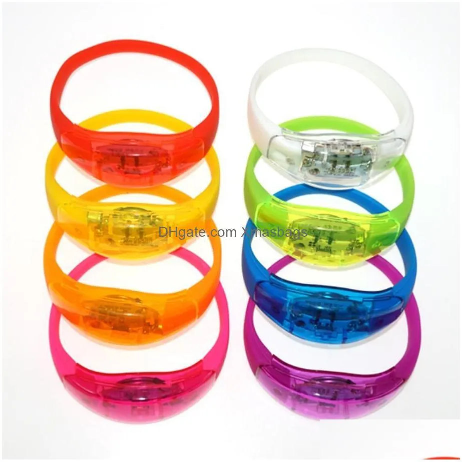 party favors silicone sound controlled led light bracelet activated glow flash bangle wristband gift wedding halloween christmas 0418