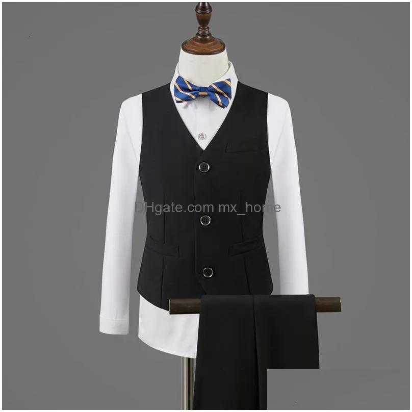 clothing sets children formal jacket vest pants bowtie 4pcs performance p ograph suit boys wedding dress gentleman kids ceremony costume