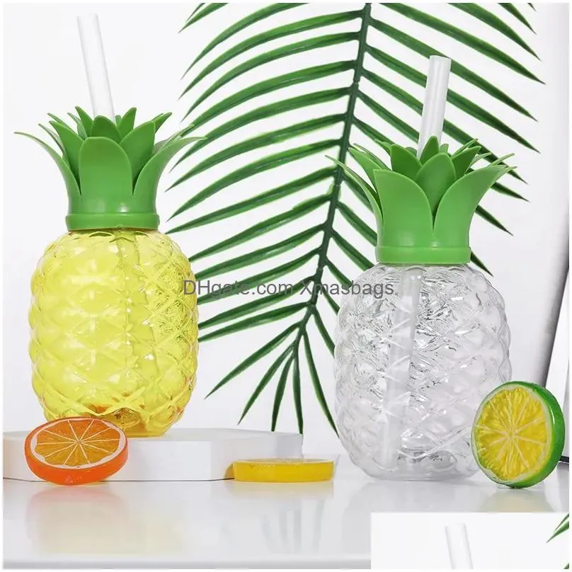 500ml summer cute mugs strawberry straw cup pineapple fruits shaped water bottle milk coffee straws cup for home drinkware 2724 0517