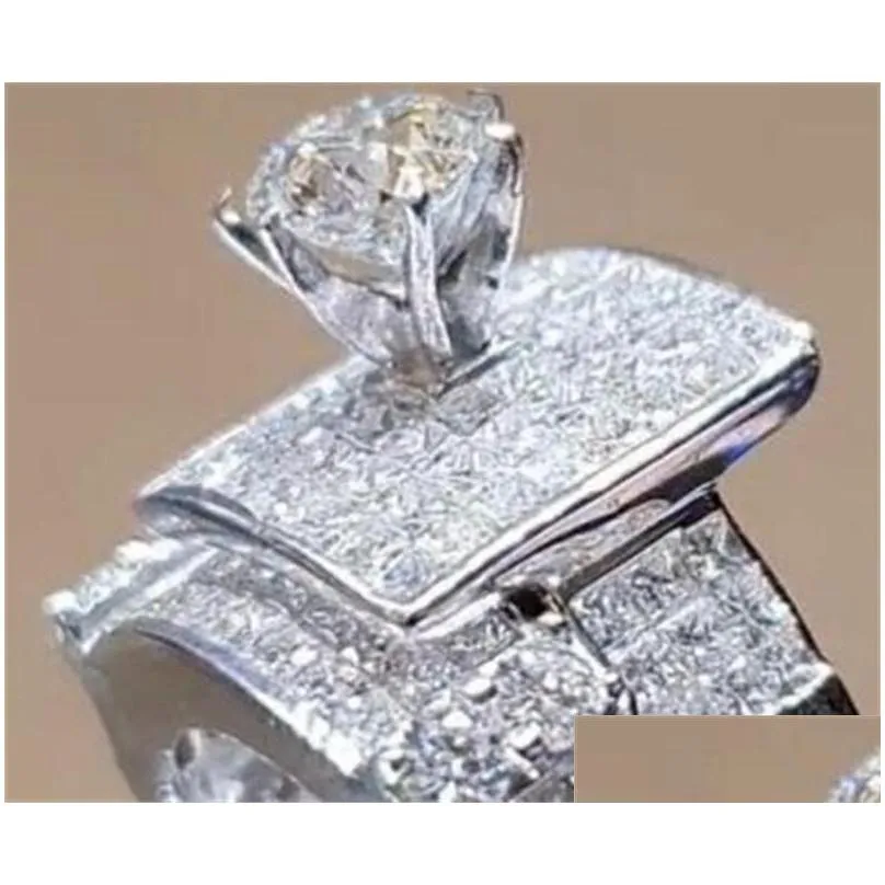 Wedding Rings Luxury Female Big Ring Set Fashion 925 Sier Love Bridal Promise Engagement Vintage Diamond Rings For Women 11U2 Drop De Dhqpt