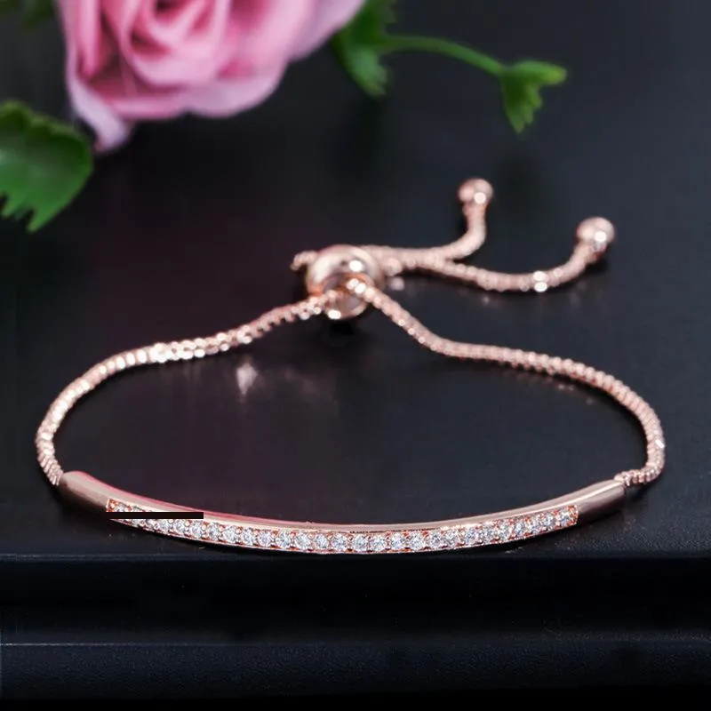 s0143 win creative exquisite hand jewelry micro-inset zircon shiny single-row curved bracelet adjustable