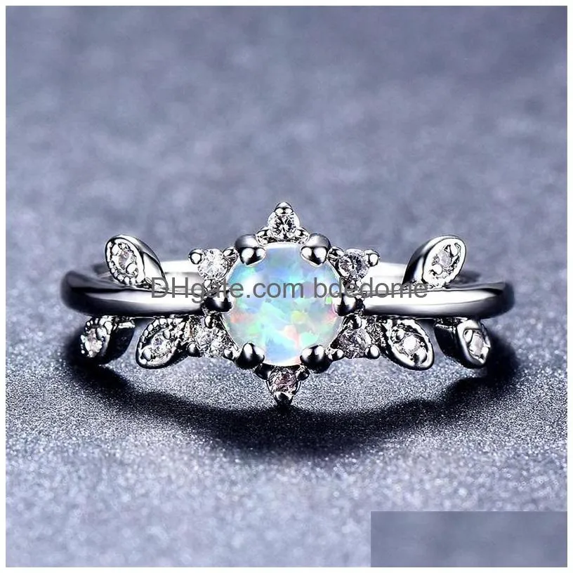 Cluster Rings 5 Pcs Lot Mother Gift Fl Blue Fire Opal Gems 925 Sterling Sier For Women Ring Russia American Weddings Jewelry 92 Q2 Dr Dheqq