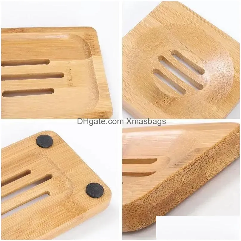 3 styles natural bamboo soap dishes tray holder storage soap rack plate box container portable bathroom soaps dish