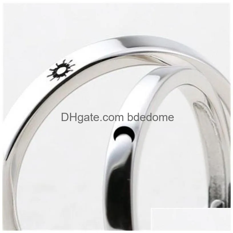 Couple Rings Couple Ring Promise Commemorative Lover Sun Moon Adjustable Woman Man Fashion Accesories Rings Gift Valentines Day 3 4Ly Dhtjp