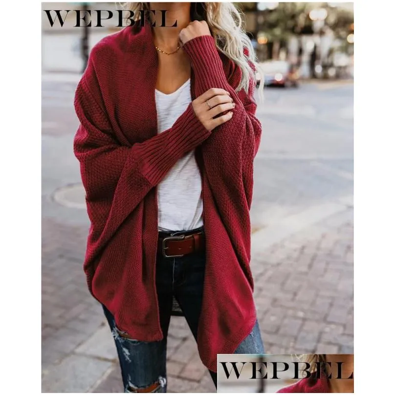 Women`S Knits & Tees Womens Knits Tees Wepbel Wrap Cardigan Sweater Kimono Batwing Knitted Slouchy Oversized Drop Delivery Apparel Wom Dhcbh