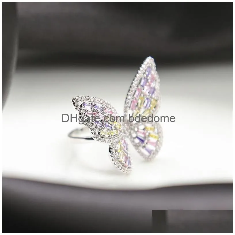 Cluster Rings Hip Hop Butterfly Resizable Ring For Men Women Rings Fashion Bling Cz Paved Jewelry Drop 1119 B3 Drop Delivery Jewelry Dh7Fs