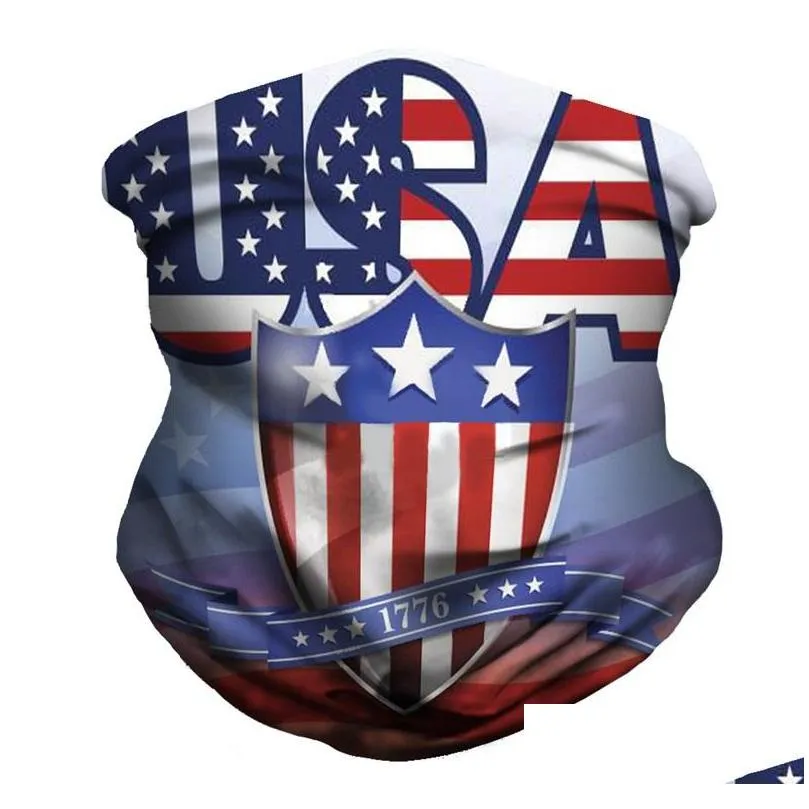 Bandanas U.S.A National Flag Pattern Bandanas Men Women 3D Digital Printing Magic Scarves Outdoors Riding Dustproof Face Shield 5 5Hs Dhize