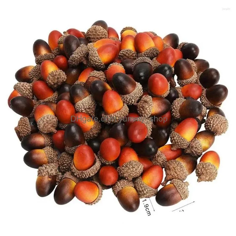 decorative flowers 50pcs/set 3cm artificial acorns realistic mini anti-fade diy foam halloween christmas table decor fake nuts models