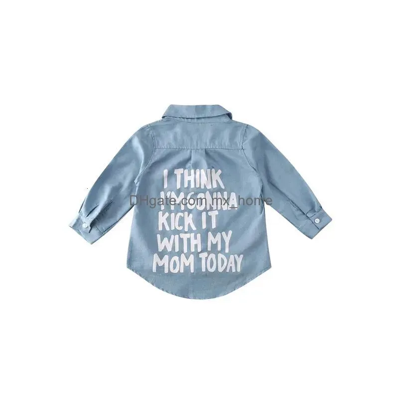 citgeett spring 2-7years toddler kids baby girl winter clothes denim tops t-shirt warm coat letters autumn shirt 240113