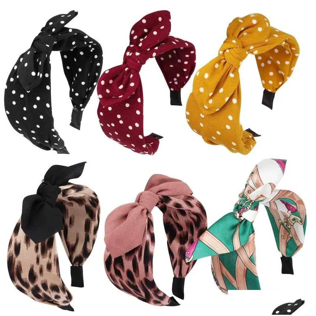 headband bow headbands for women girls cute knotted fashion leopard polka dot comfortable cloth red white black hair bows ha lulubaby