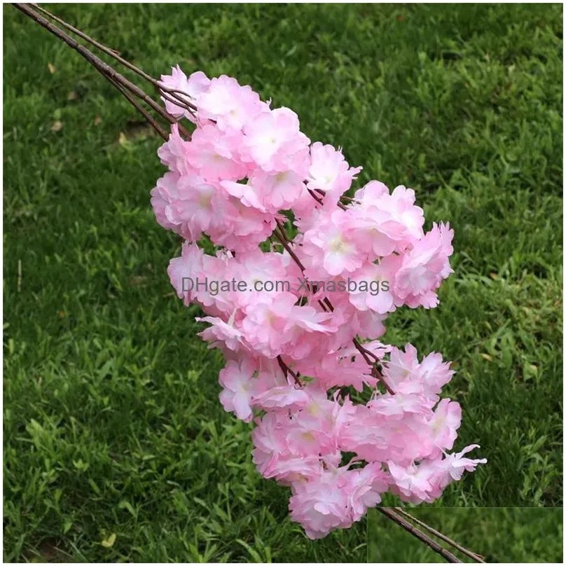 artificial cherry blossom flowers long stem simulation sakura branches flower for home wedding party decoration dhs ship