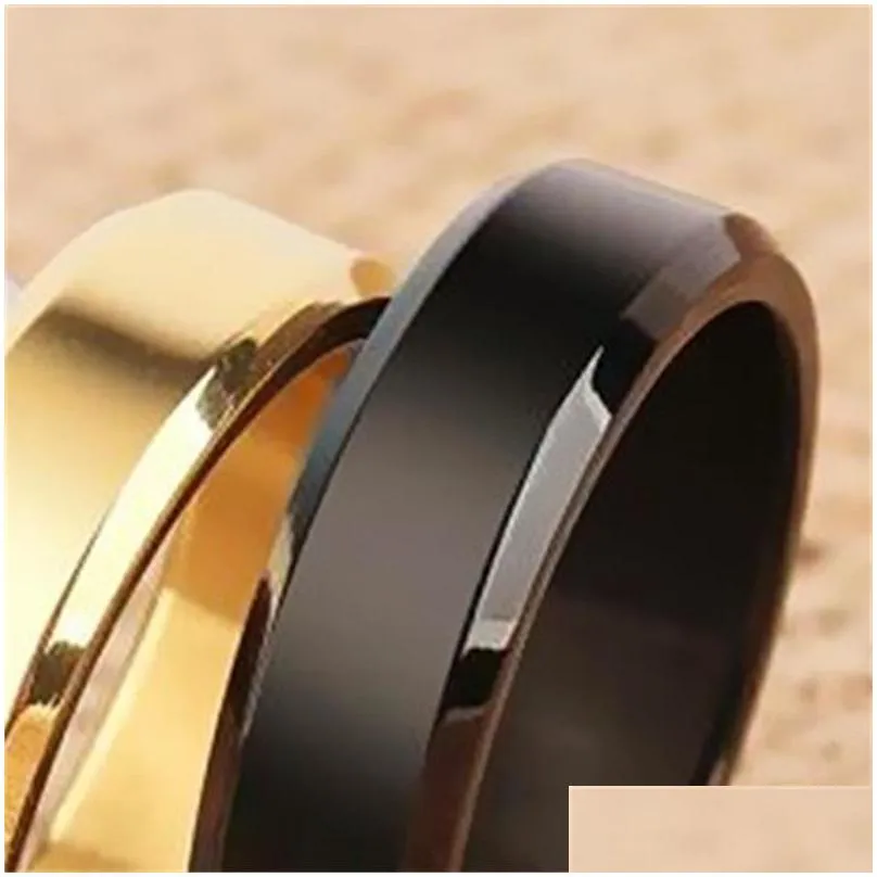 Band Rings Titanium Steel Ring Jewelry Hip Hop Man 7 Sizes Black Gold Sier Plating Rings Women Engagement Wedding High Quality Fashio Dhen8