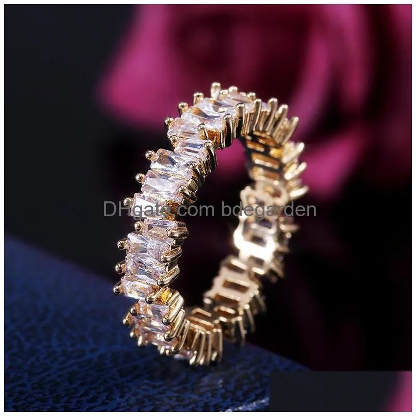 Band Rings New Fashion Zircon Cz Wedding Ring Irregar White Cubic Finger Rings Fit 6 To 10 For Women Jewelry Party Gift 132 O2 Drop D Dhuqp