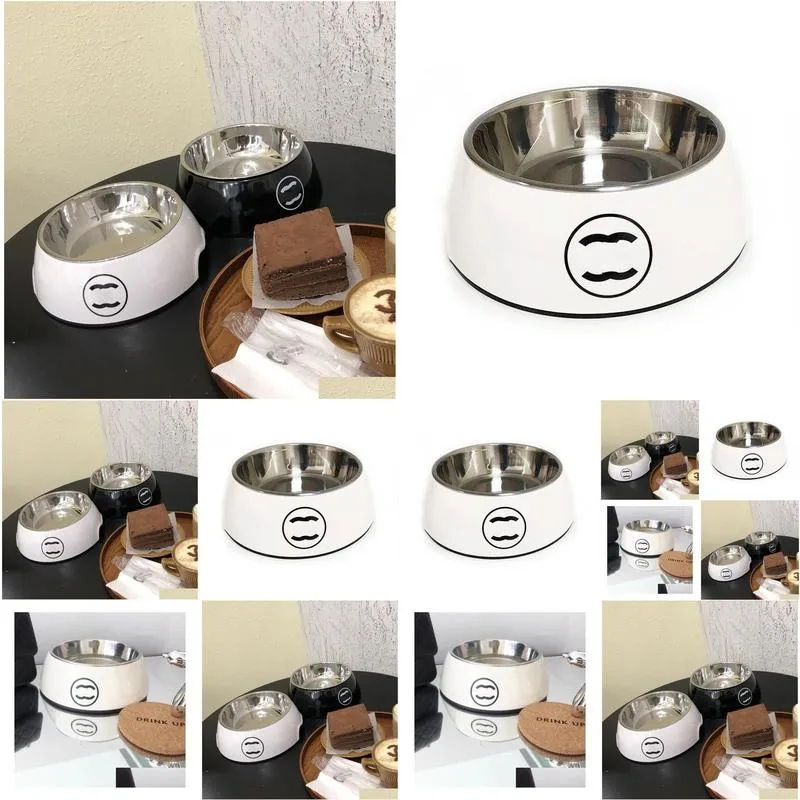 designer dog bowl pet bowl black and white cat bowl letter logo printed pet drinking bowl cat and dog food set