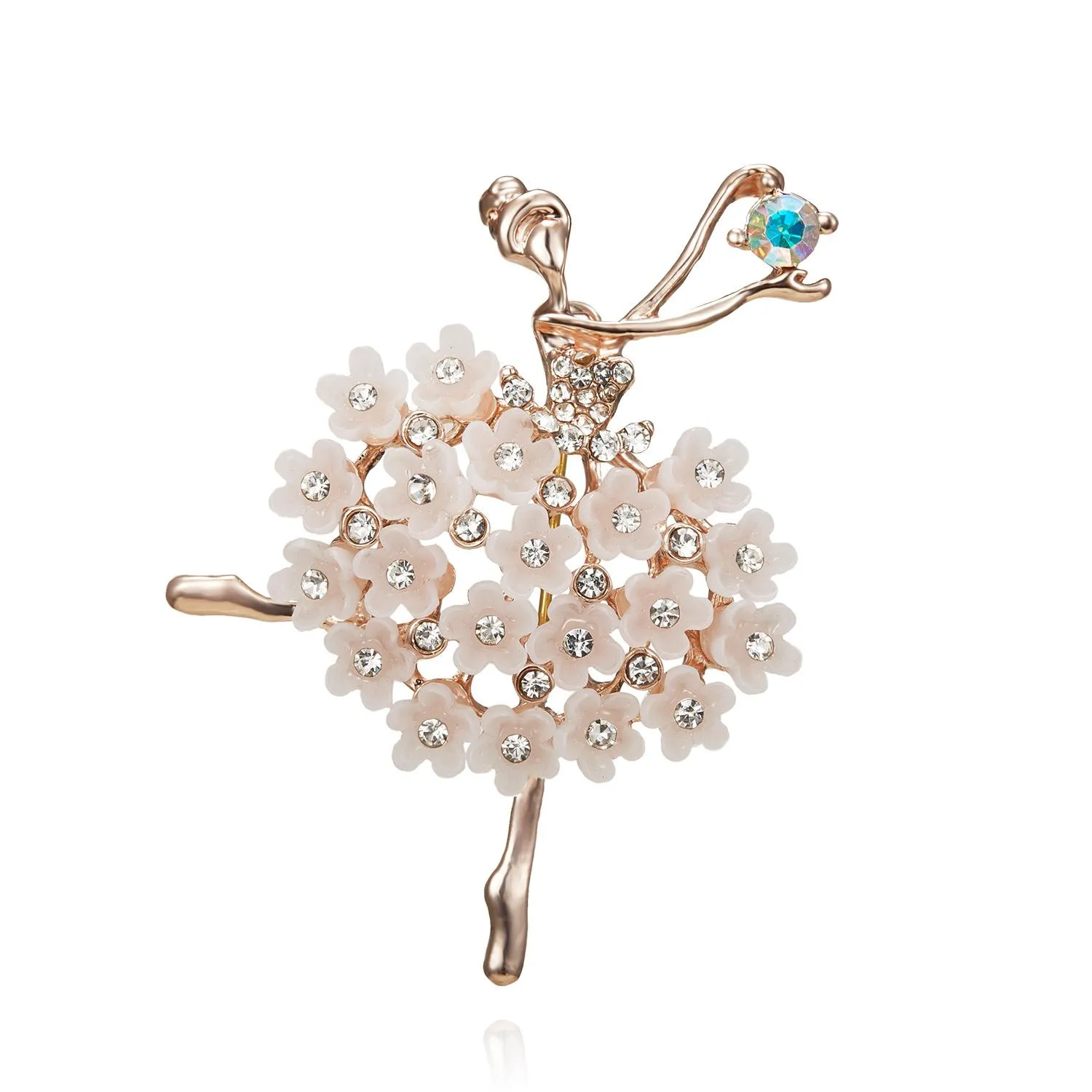 figure brooch creative dancing girl pearl rhinestone painted oil brooch accessory