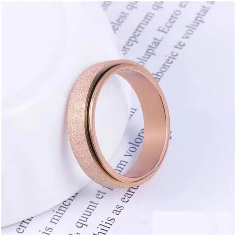 Band Rings Stainless Steel Rotatable Band Rings Gold Rainbow Finger Rotating Spinner For Women Men Fashion Jewelry 2159 Q2 Drop Deliv Dhjmt