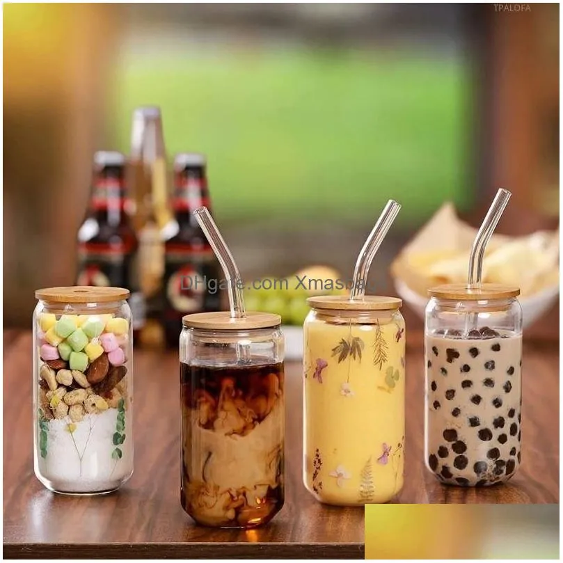 us warehouse 2 days delivery 16oz mug straight blank sublimation frosted clear transparent coffee glass cup tumblers with bamboo lid and straw