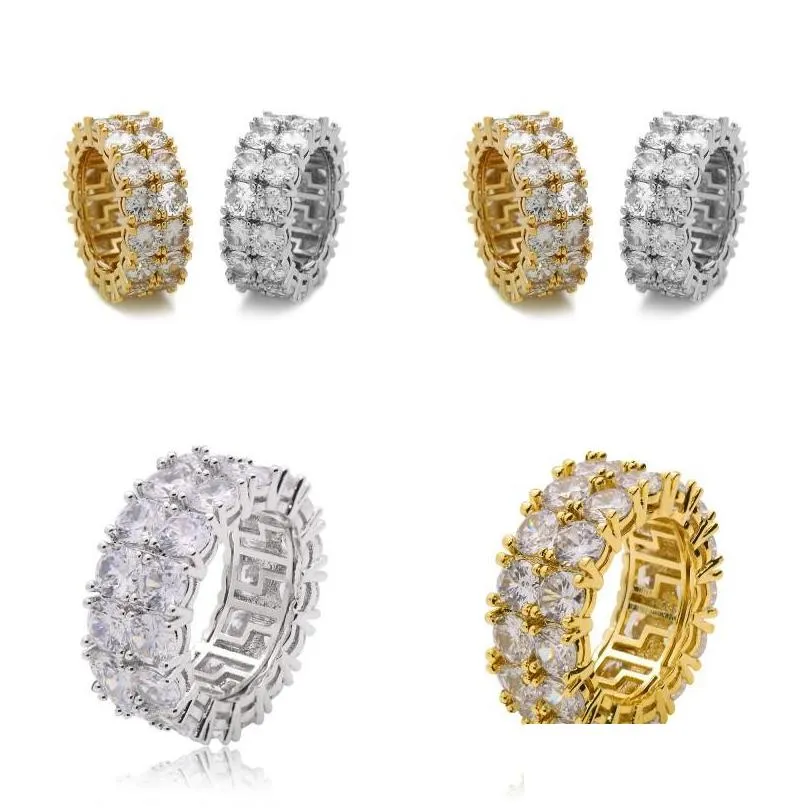 With Side Stones Mens Hip Hop Rings Jewelry New Fashion Gold Sier Ring Simation Diamond Iced Out 308 N2 Drop Delivery Dhlzq