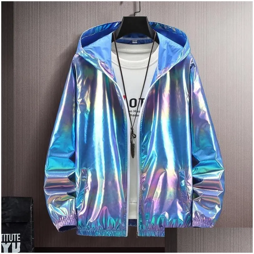Men`S Jackets Mens Jackets 2023 Summer Colorf Shiny Sunsn Clothing For Men And Women Couples Thin Breathable Color Jacket Trend Plus S Dhhei
