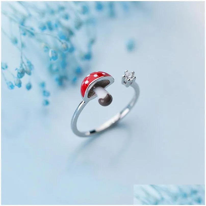 Band Rings Mloveacc 925 Sterling Sier Enamel Mushroom Finger Rings For Women Cz Wedding Engagement Ring Jewelry 910 T2 Drop Delivery Dhpmy