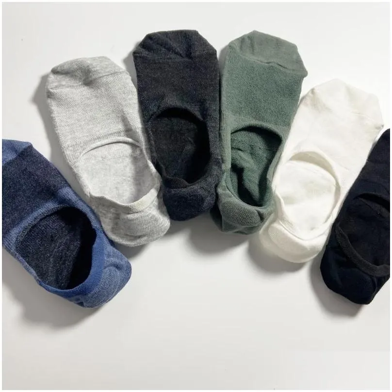 Men`S Socks Each Pack 5 Pairs Socks Mens Casual Combed Cotton Boat Summer Solid Color Mesh Anti-Slip Breathable No Show Drop Delivery Dhknc