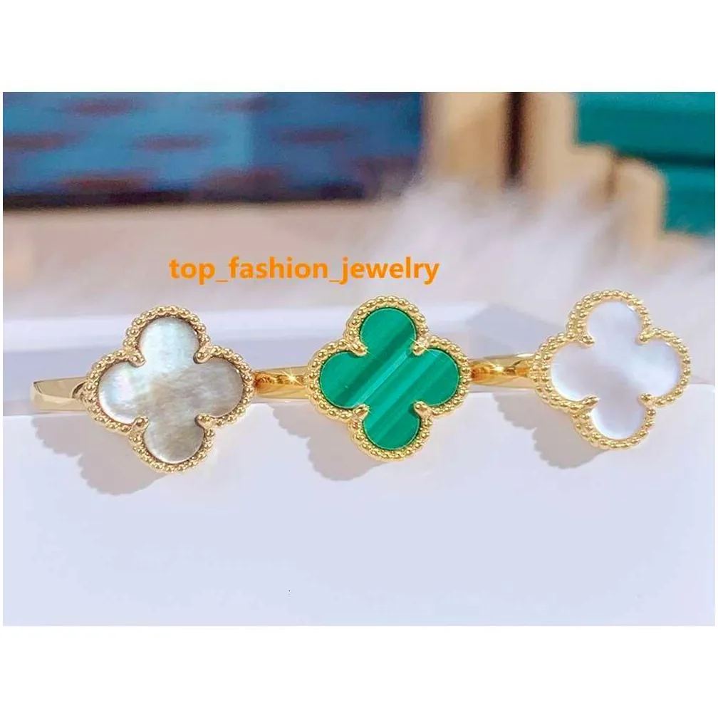 four leaf clover ring natural shell gemstone gold plated 18k for woman designer t0p highest counter advanced materials european size anniversary gift